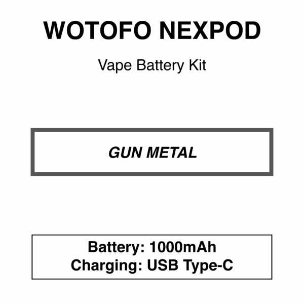 Wotofo - Nexpod - Battery Kit - 1000mAh - Rechargeable Type-C USB - Image 4