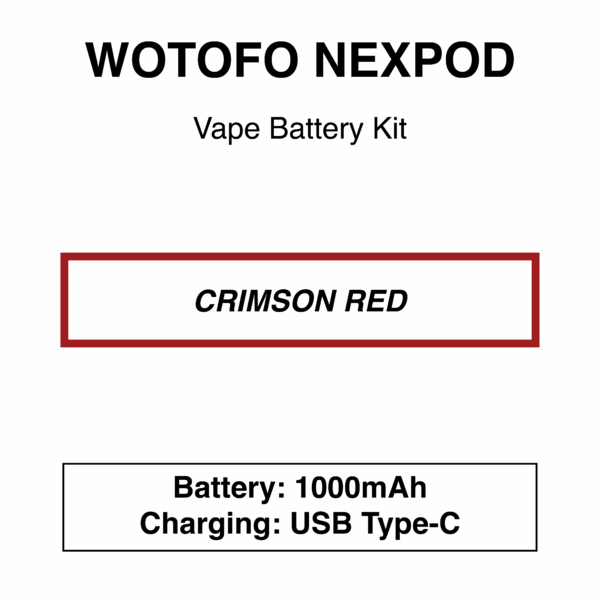 Wotofo - Nexpod - Battery Kit - 1000mAh - Rechargeable Type-C USB - Image 5