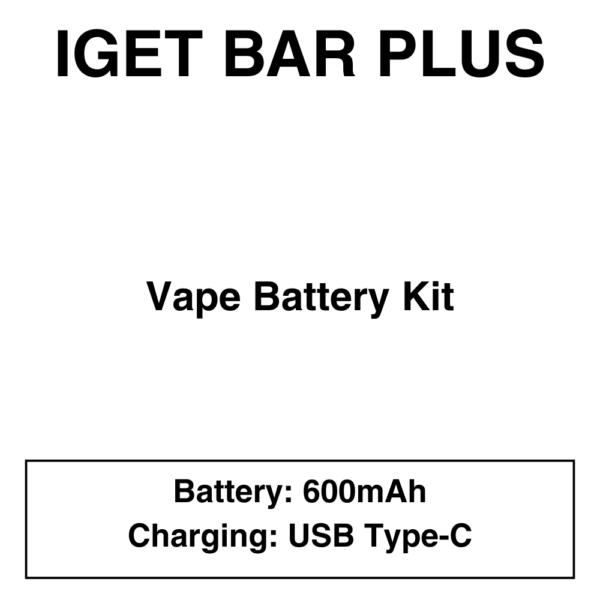 Iget Bar Plus - Battery Kit - Child Lock Function & Auto Cut Off - Image 1