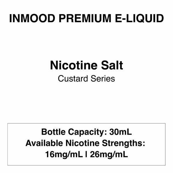 Inmood Premium E-Liquid - Custard Range - 16mg/26mg Nicotine - 30ml - Image 1