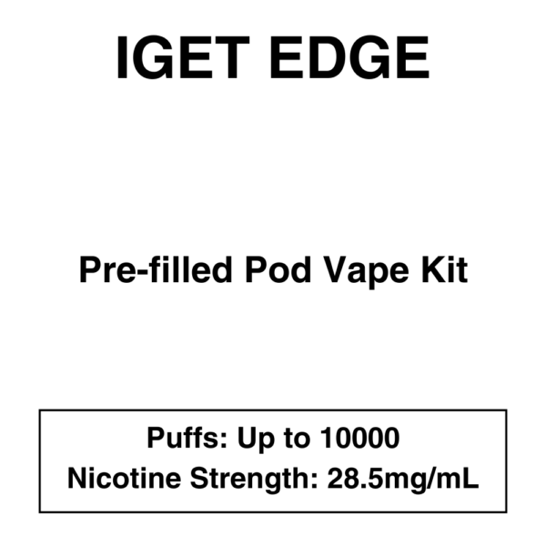 IGET - Edge Closed Pod Vape Kit with reusable battery - 10000 Puffs - 28.5mg/ml Nicotine changeable pod-Kit - Image 1