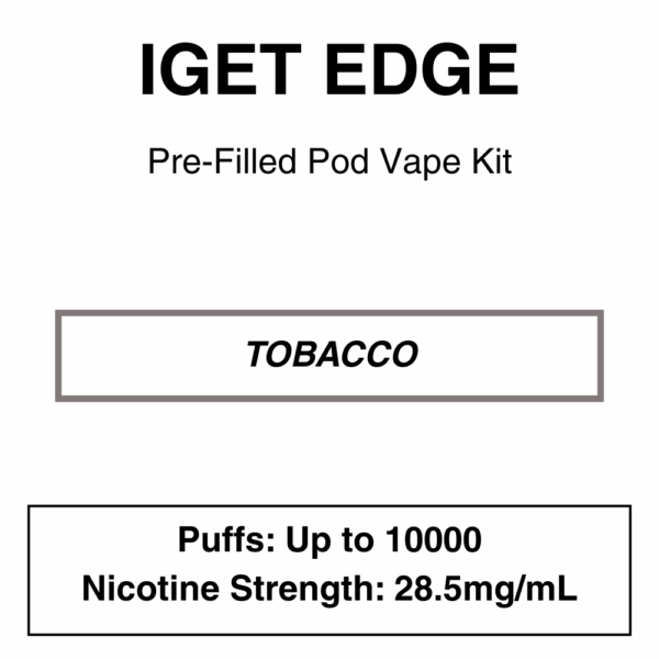 IGET - Edge Closed Pod Vape Kit with reusable battery - 10000 Puffs - 28.5mg/ml Nicotine changeable pod-Kit - Image 5
