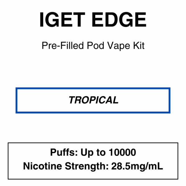 IGET - Edge Closed Pod Vape Kit with reusable battery - 10000 Puffs - 28.5mg/ml Nicotine changeable pod-Kit - Image 3