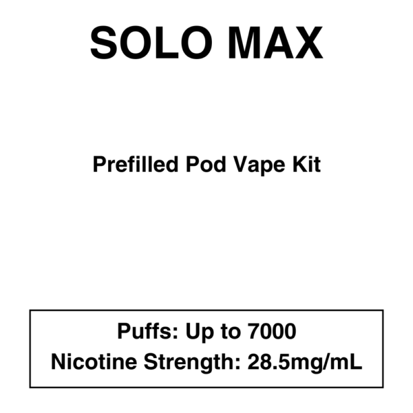 Solo Max - Closed Pod Vape Kit - 28.5mg/ml Nicotine - 7000 Puffs - Image 1