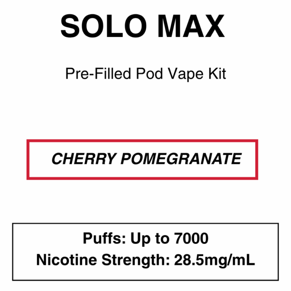 Solo Max - Closed Pod Vape Kit - 28.5mg/ml Nicotine - 7000 Puffs - Image 3
