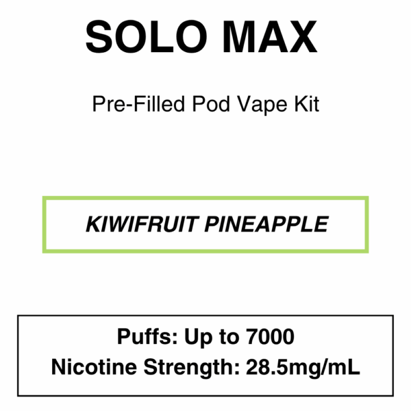 Solo Max - Closed Pod Vape Kit - 28.5mg/ml Nicotine - 7000 Puffs - Image 7
