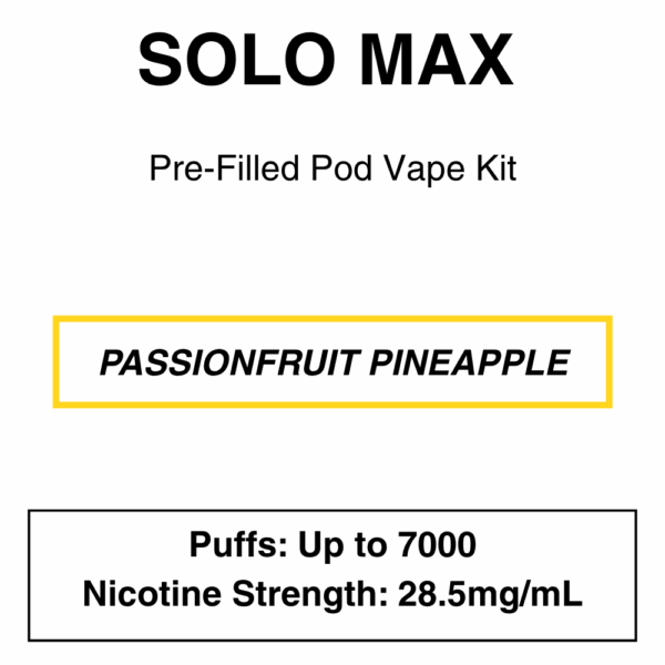 Solo Max - Closed Pod Vape Kit - 28.5mg/ml Nicotine - 7000 Puffs - Image 8