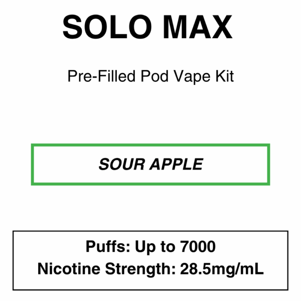 Solo Max - Closed Pod Vape Kit - 28.5mg/ml Nicotine - 7000 Puffs - Image 2