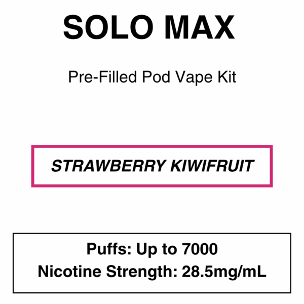 Solo Max - Closed Pod Vape Kit - 28.5mg/ml Nicotine - 7000 Puffs - Image 4