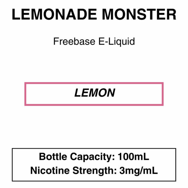 Lemonade monster E-liquid 100ml - 3mg Nicotine - Image 2