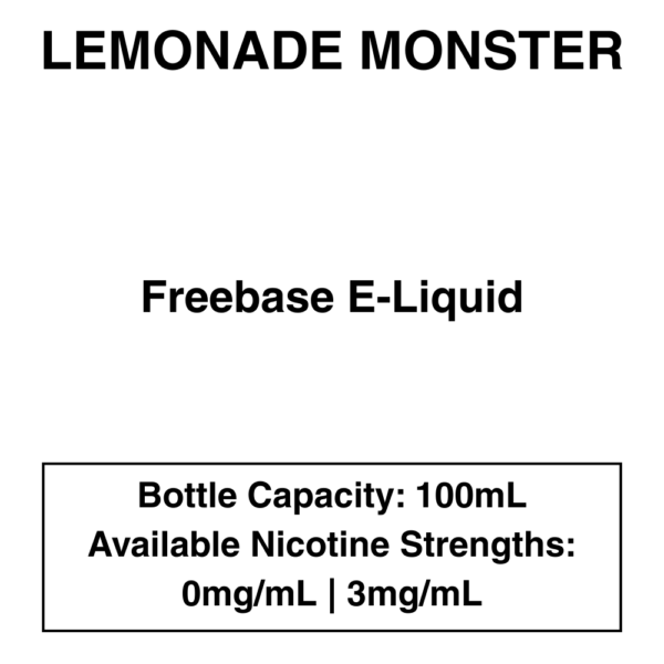 Lemonade monster E-liquid 100ml - 3mg Nicotine - Image 1
