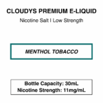 Cloudys Premium E- Liquid Nic Salt - Tobacco Series - 30 ml - Image 2