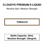 Cloudys Premium E- Liquid Nic Salt - Tobacco Series - 30 ml - Image 6