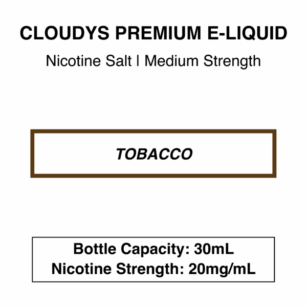 Cloudys Premium E- Liquid Nic Salt - Tobacco Series - 30 ml - Image 6