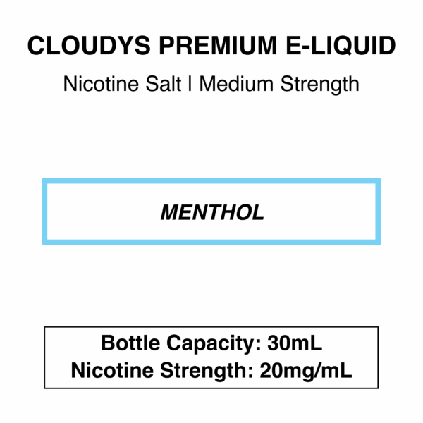 Menthol - Cloudys Premium E- Liquid Nic Salt 30 ml - Image 3