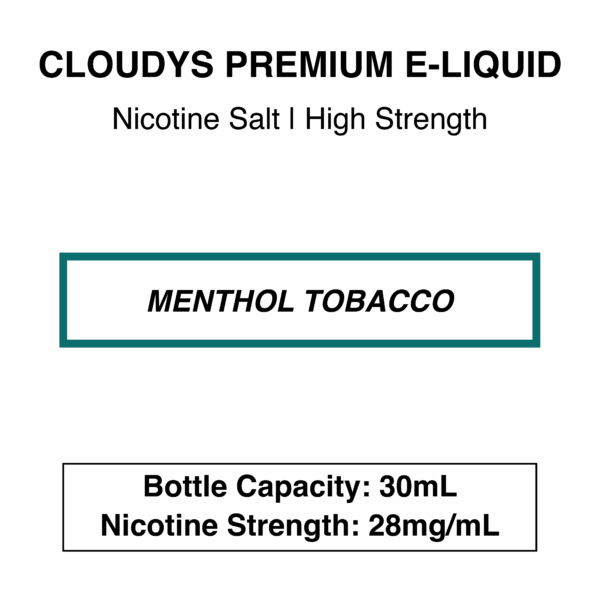 Cloudys Premium E- Liquid Nic Salt - Tobacco Series - 30 ml - Image 5