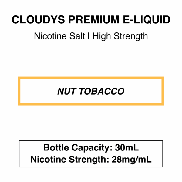 Cloudys Premium E- Liquid Nic Salt - Tobacco Series - 30 ml - Image 4