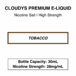 Cloudys Premium E- Liquid Nic Salt - Tobacco Series - 30 ml - Image 3