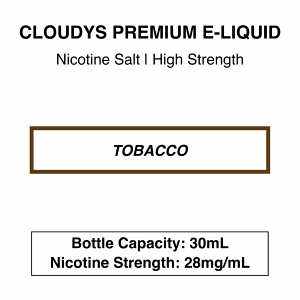 Cloudys Premium E- Liquid Nic Salt - Tobacco Series - 30 ml - Image 3