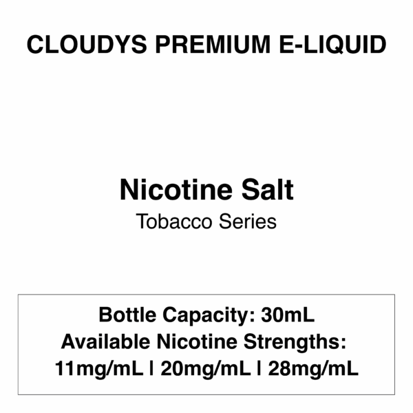 Cloudys Premium E- Liquid Nic Salt - Tobacco Series - 30 ml - Image 1