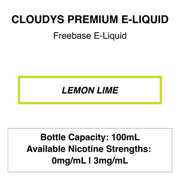 Lemon Lime - Cloudys Premium E- Liquid Freebase 60 ml/100ml - Image 1