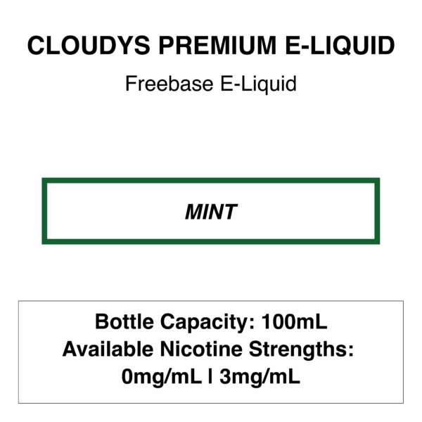Mint (Classic Mint) - Cloudys Premium E -liquid Freebase 60ml/100ml - Image 1