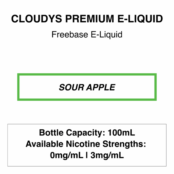 Sour Apple Ice  -Cloudys Premium E-Liquid - Freebase 60ml/100ml - Image 1