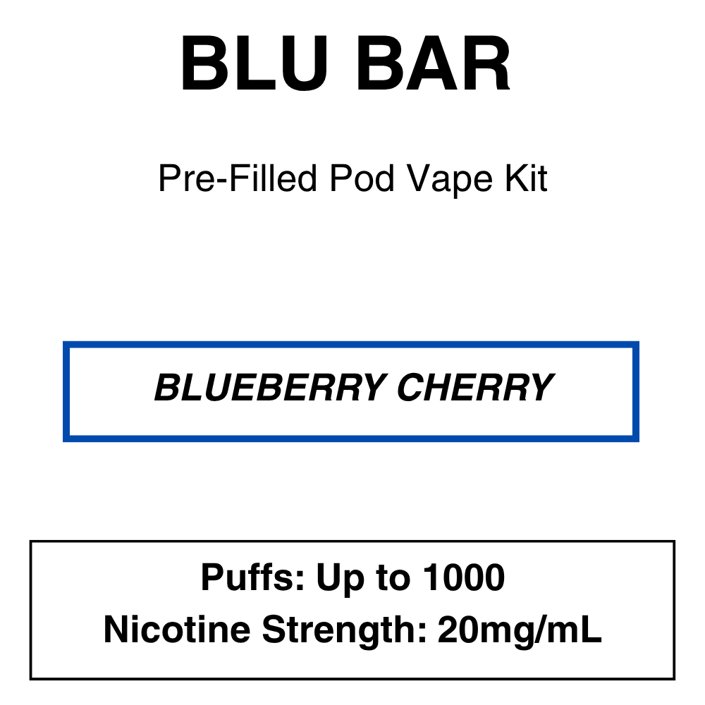 Blu Bar_Kit_20mg_Blueberry Cherry Blu Bar - Pod Vape Kit - Image 2