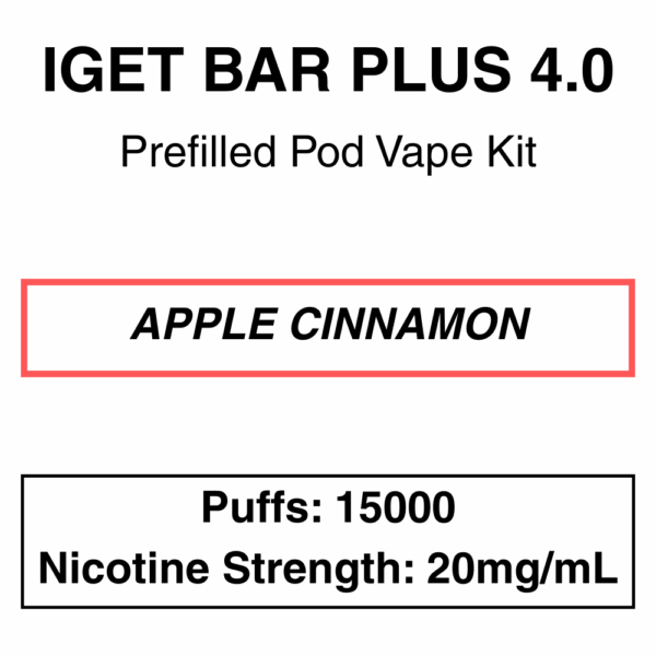 IGET - Bar Plus 4.0 - Prefilled Vape Kit - 20mg/mL Nicotine - 15000 Puffs - Image 2