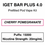 IGET - Bar Plus 4.0 - Prefilled Vape Kit - 20mg/mL Nicotine - 15000 Puffs - Image 6