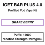 IGET - Bar Plus 4.0 - Prefilled Vape Kit - 20mg/mL Nicotine - 15000 Puffs - Image 7
