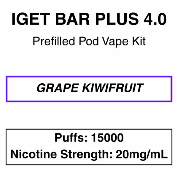IGET - Bar Plus 4.0 - Prefilled Vape Kit - 20mg/mL Nicotine - 15000 Puffs - Image 8
