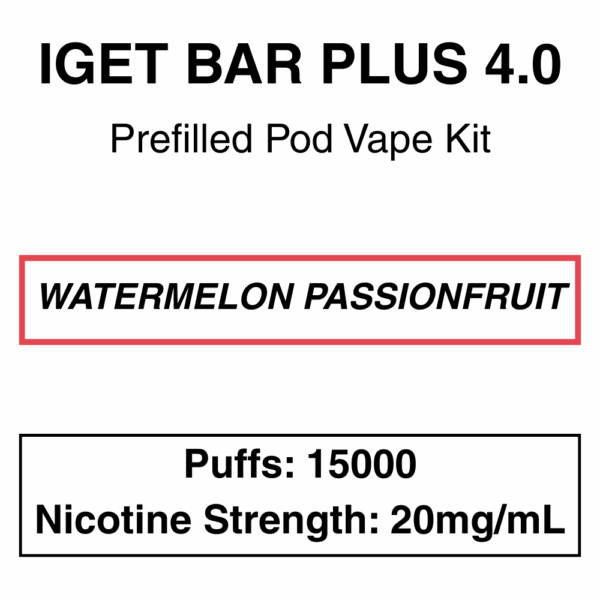 IGET - Bar Plus 4.0 - Prefilled Vape Kit - 20mg/mL Nicotine - 15000 Puffs - Image 14