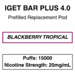 IGET - Bar Plus 4.0 - Prefilled Replacement Pod - 20mg/mL Nicotine - 15000 Puffs - Image 5