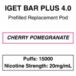 IGET - Bar Plus 4.0 - Prefilled Replacement Pod - 20mg/mL Nicotine - 15000 Puffs - Image 7