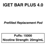 IGET - Bar Plus 4.0 - Prefilled Replacement Pod - 20mg/mL Nicotine - 15000 Puffs