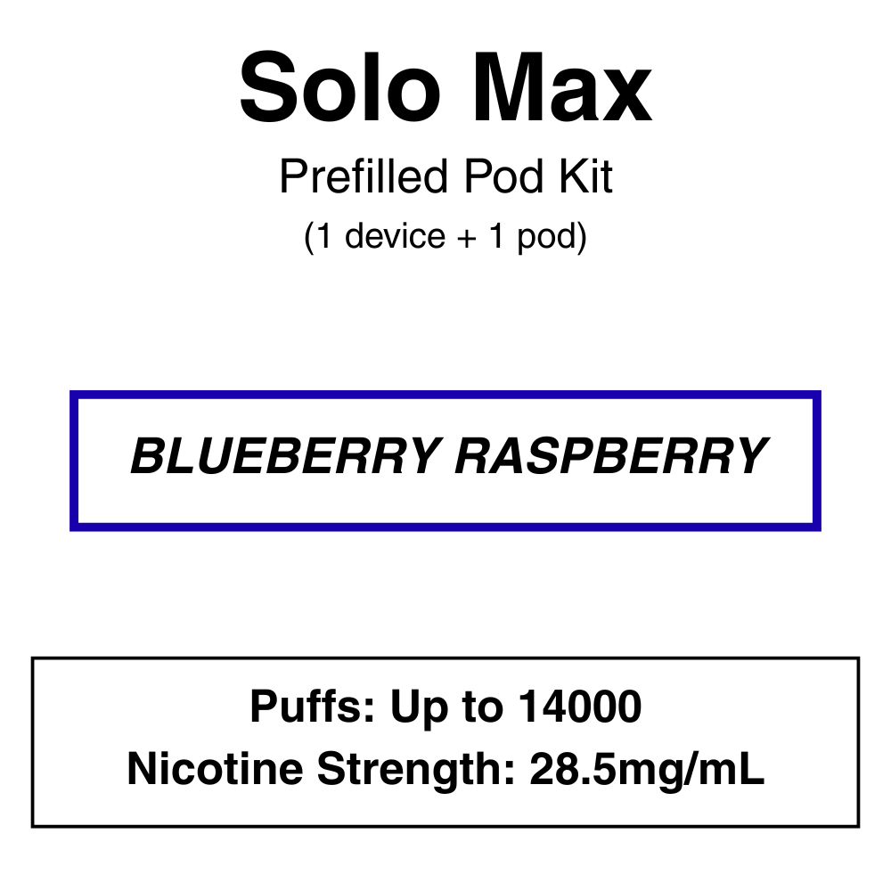 Solo max_Kit_BLUERAZZ Solo Max - Closed Pod Vape Kit - 28.5mg/ml Nicotine - 7000 Puffs - Image 3