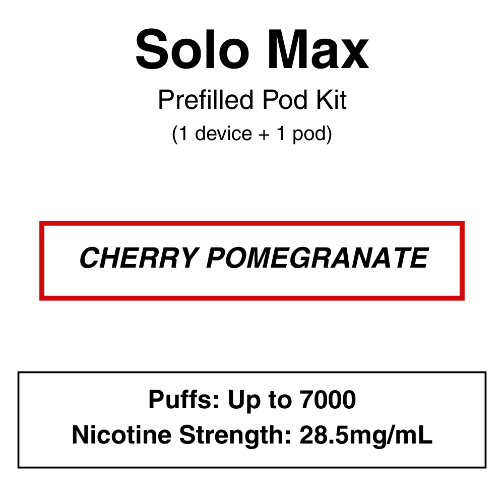 Solo max_Kit_CHERRYPOME Solo Max - Closed Pod Vape Kit - 28.5mg/ml Nicotine - 7000 Puffs - Image 4