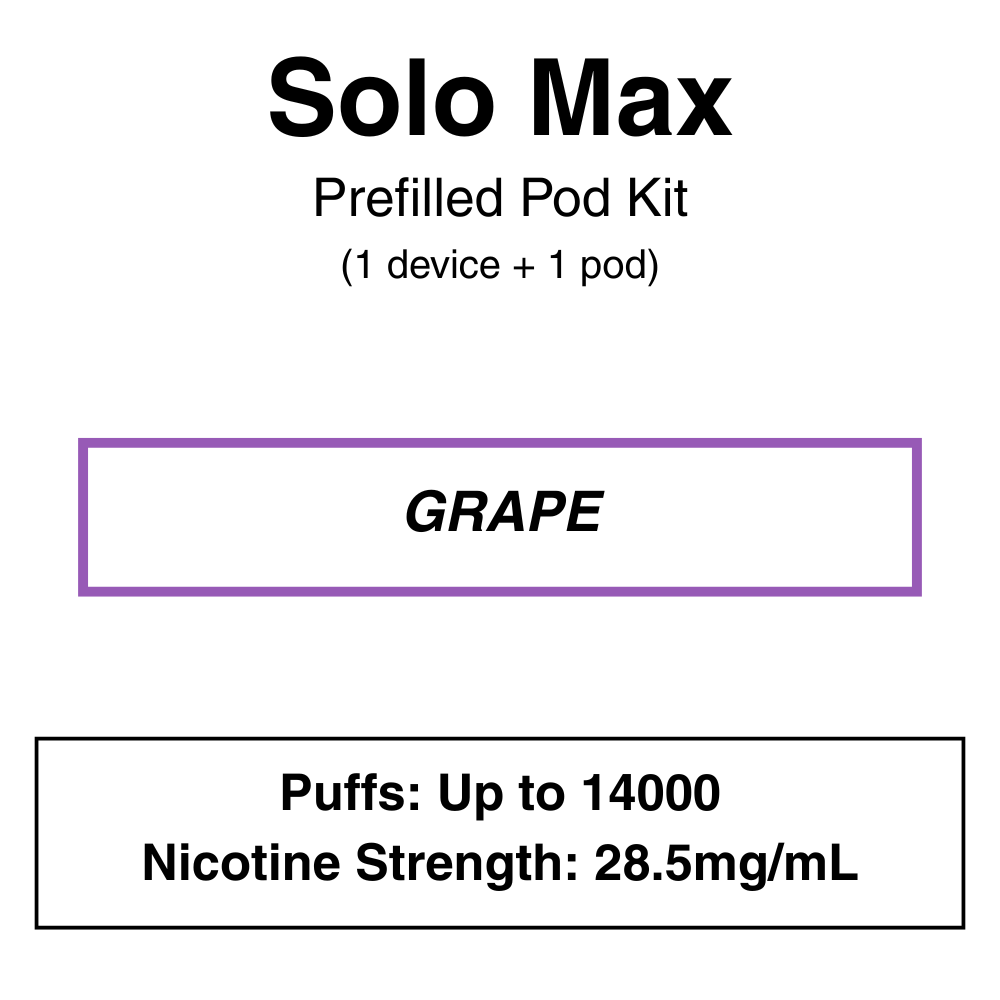 Solo max_Kit_GRAPE Solo Max - Closed Pod Vape Kit - 28.5mg/ml Nicotine - 7000 Puffs - Image 5