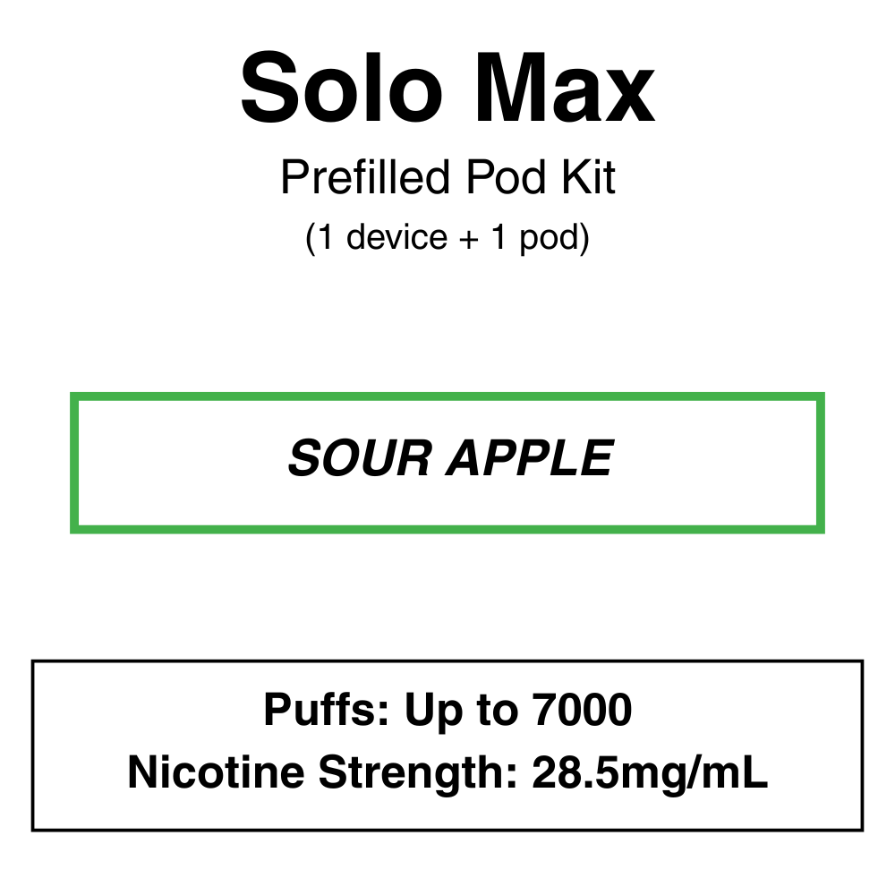 Solo max_Kit_SOURAPPLE Solo Max - Closed Pod Vape Kit - 28.5mg/ml Nicotine - 7000 Puffs - Image 9