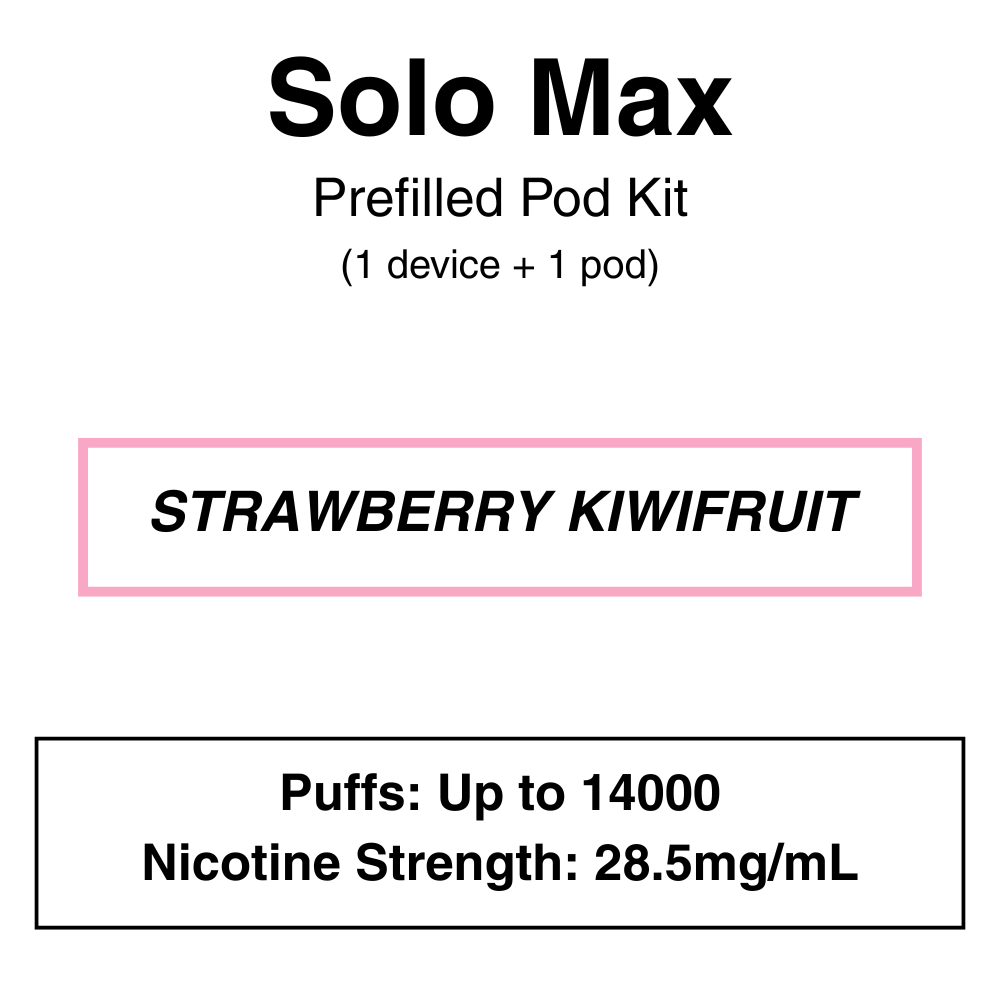 Solo max_Kit_STRAWBERRYKIWI Solo Max - Closed Pod Vape Kit - 28.5mg/ml Nicotine - 7000 Puffs - Image 10