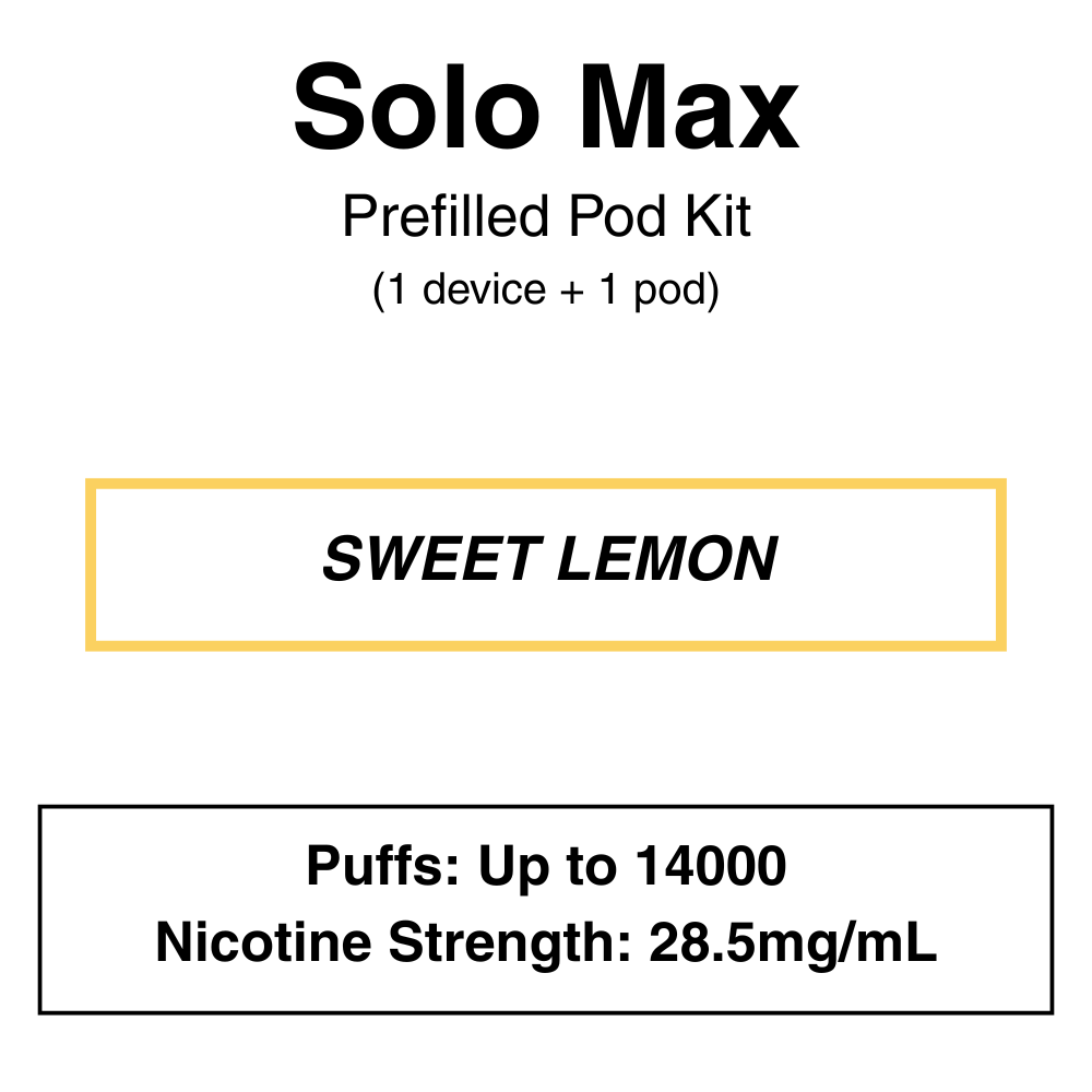 Solo max_Kit_SWEET LEMON Solo Max - Closed Pod Vape Kit - 28.5mg/ml Nicotine - 7000 Puffs - Image 11
