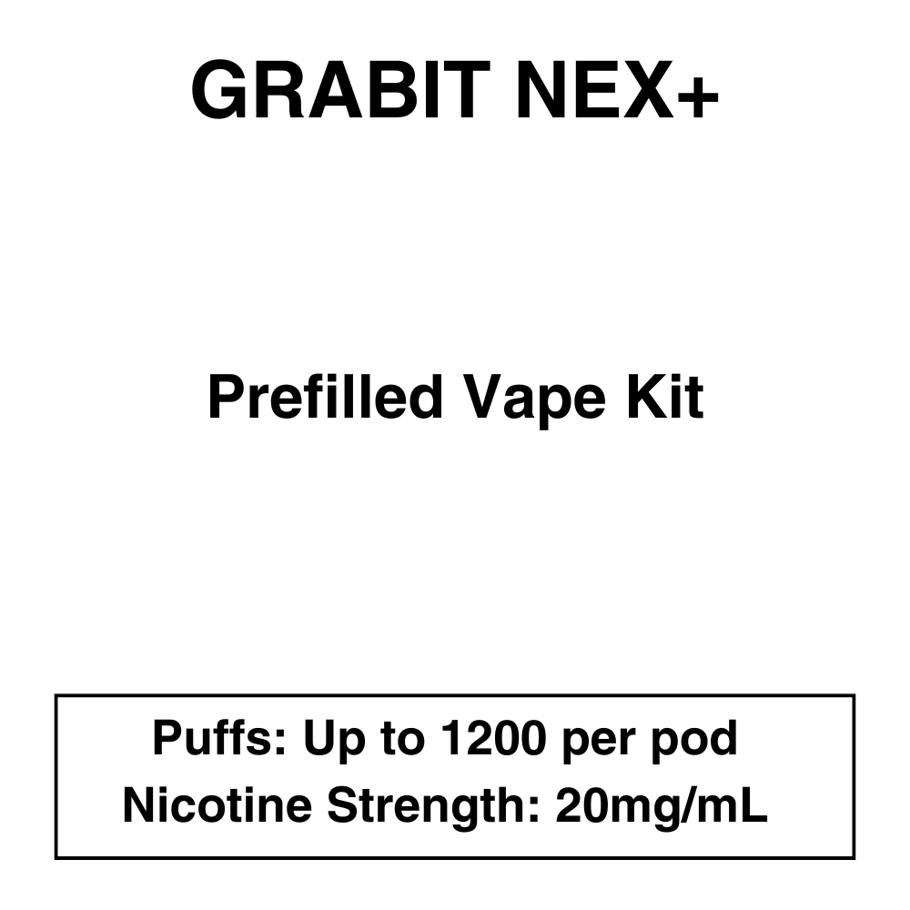 1-46.png Grabit - Nex+ - Prefilled Vape Kit - 20mg/mL Nicotine - Image 1